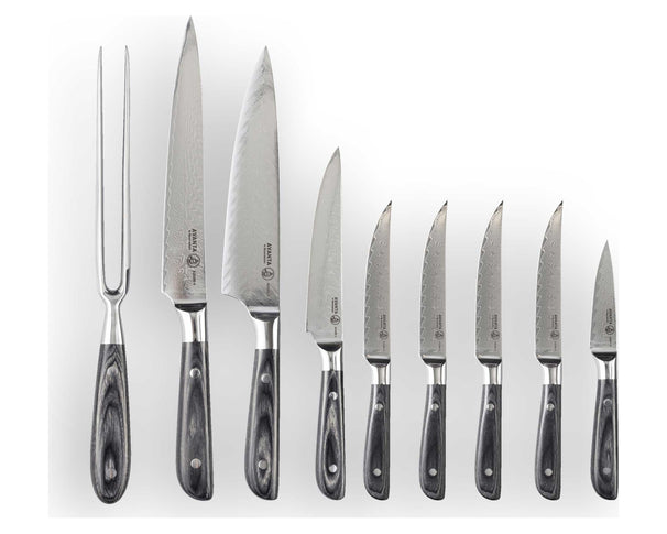 Bloc à couteaux garni Messermeister Avanta Damascus 10 pièces - 67 couches d'acier damassé - VG10