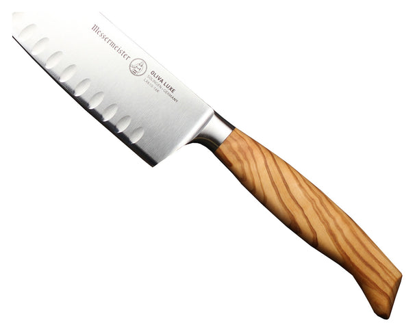 Couteau santoku alvéolé Messermeister Oliva Luxe bois d'olivier 16,5 cm