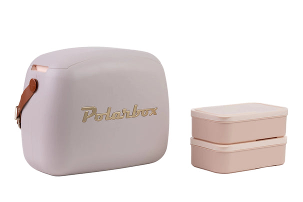 Polarbox Mini Glacière / Sac Isotherme avec 2 Boîtes à Lunch - Pearl-Gold - 6 litres