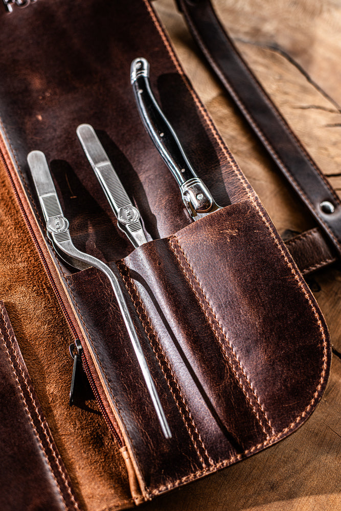 Set de housses pour couteaux Forged - en cuir pull-up - 8 couteaux - 5 pièces