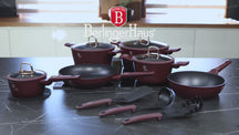Ensemble de casseroles BerlingerHaus Mat Bordeaux 11 pièces - Casserole ø 20, 24, 28 cm, Poêle ø 24, 28 cm & Casserole ø 16 cm - compatible avec toutes les plaques de cuisson