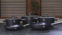 Ensemble de casseroles BerlingerHaus Mat Anthracite 7 pièces - Casserole ø 20, 24, 28 cm, Poêle ø 20 & 24 cm - compatible avec toutes les sources de chaleur