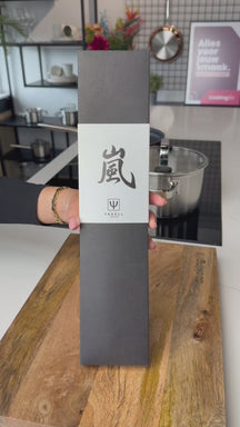 Yaxell Couteau Nakiri Ran 16,5 cm - Acier damassé inoxydable 69 plis - Poignée en Micarta