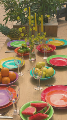Service de vaisselle Studio Tavola Sunny Summer - 18 pièces / 6 personnes - 6 assiettes à déjeuner, 6 assiettes creuses et 6 assiettes plates