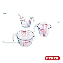 Set de Verres Doseur en Verre Pyrex Iconics' 3 Pièces - 250 ml, 500 ml & 1 Litre