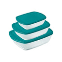 Set de plats à four en verre avec couvercle Pyrex Cook & Store 3 pièces - 400 ml, 1,1 litre & 2,5 litres