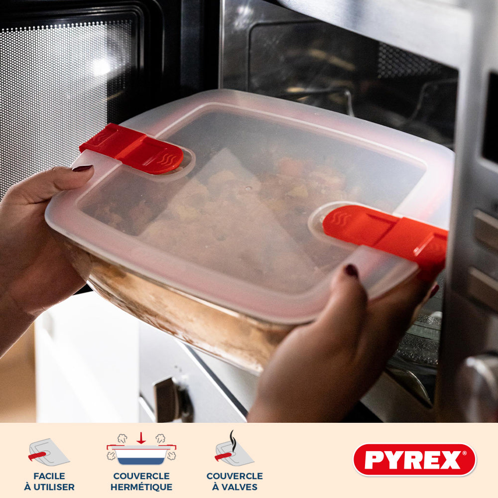 plats à four en verre avec couvercle Pyrex Cook & Heat 1 litre - 3 pièces