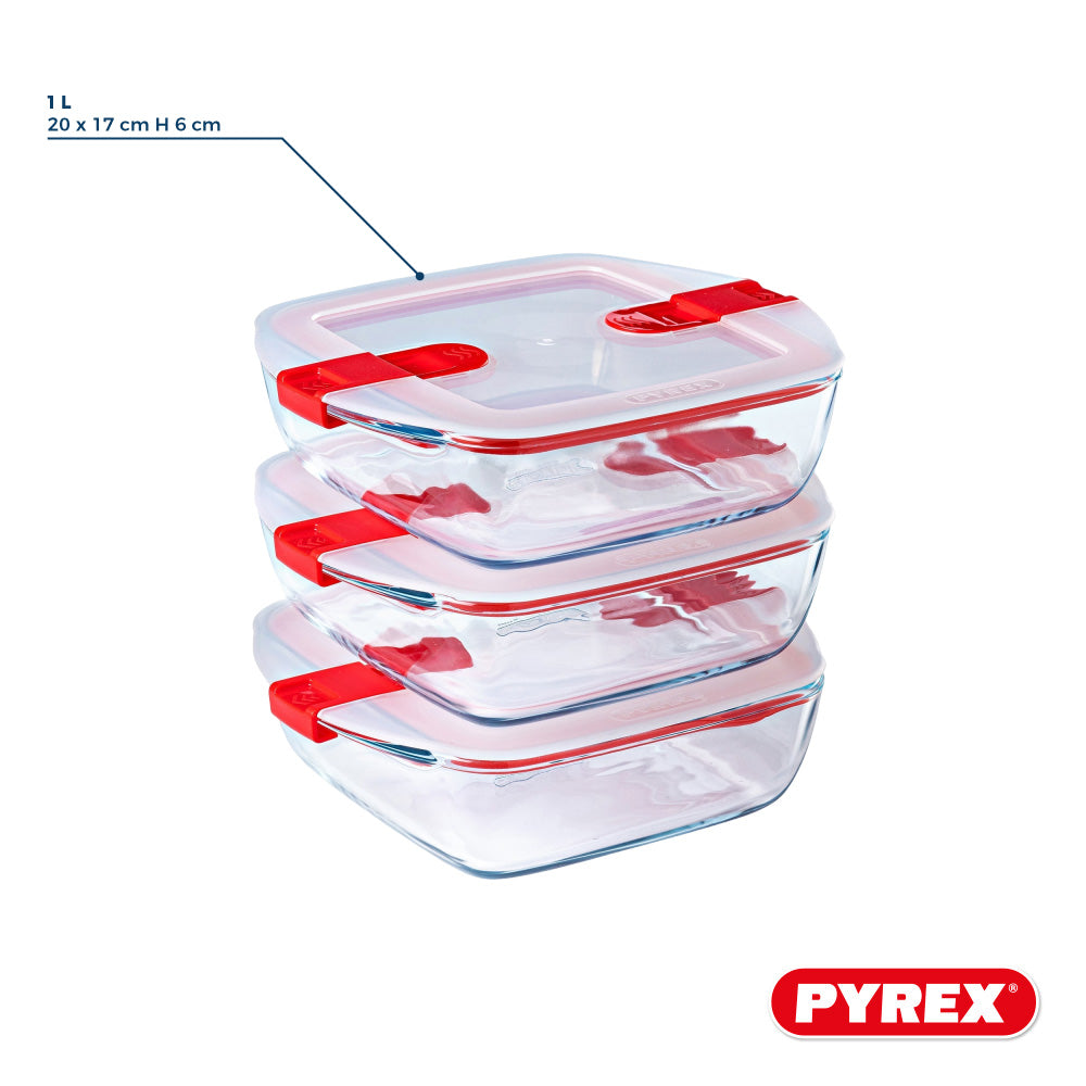 plats à four en verre avec couvercle Pyrex Cook & Heat 1 litre - 3 pièces