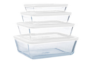Set de plats à four en verre avec couvercle Pyrex Cook & Freeze 4 pièces - 800 ml, 1,5 litre, 2,6 litres & 4 litres