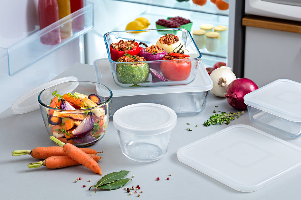 Set de plats à four en verre avec couvercle Pyrex Cook & Freeze 4 pièces - 800 ml, 1,5 litre, 2,6 litres & 4 litres