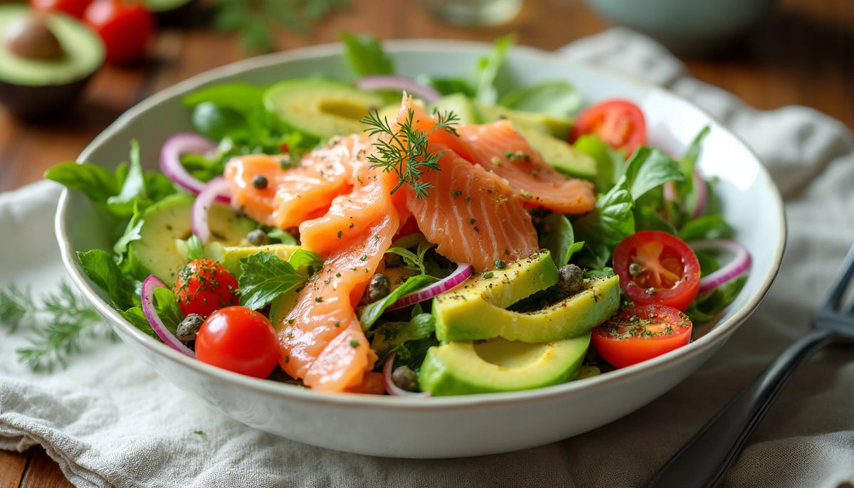 Salade fraîche (repas) pleine de saveurs et d'ingrédients sains