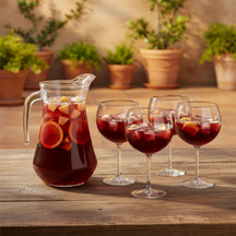 Set à sangria - Carafe 1,6 L avec 6 Verres 700 ml, Cuillère à cocktail & Moule à glaçons