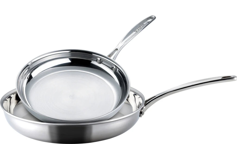 Set de poêles SCANPAN Fusion 5 Inox 2 pièces - ø 24 & 28 cm - compatible avec toutes les sources de chaleur - sans revêtement antiadhésif