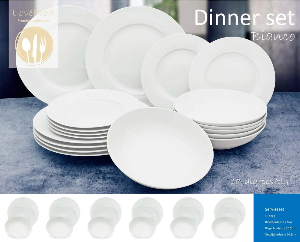 Ensemble de vaisselle Studio Tavola - 6 personnes - Blanc - 18 pièces
