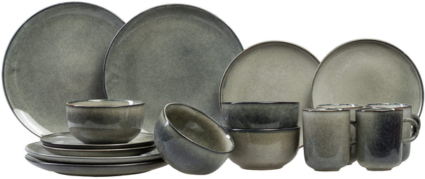 Set de vaisselle Salt & Pepper - 4 personnes - Meridian - 26 cm - 16 pièces