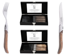Ensemble de fourchettes a steak Laguiole - en bois d'olivier - 22 cm - 6 pièces