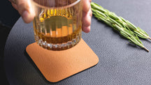 Set de sous-verres Cookinglife - en cuir vegan - Noir/Cognac - 10 cm - 6 pièces