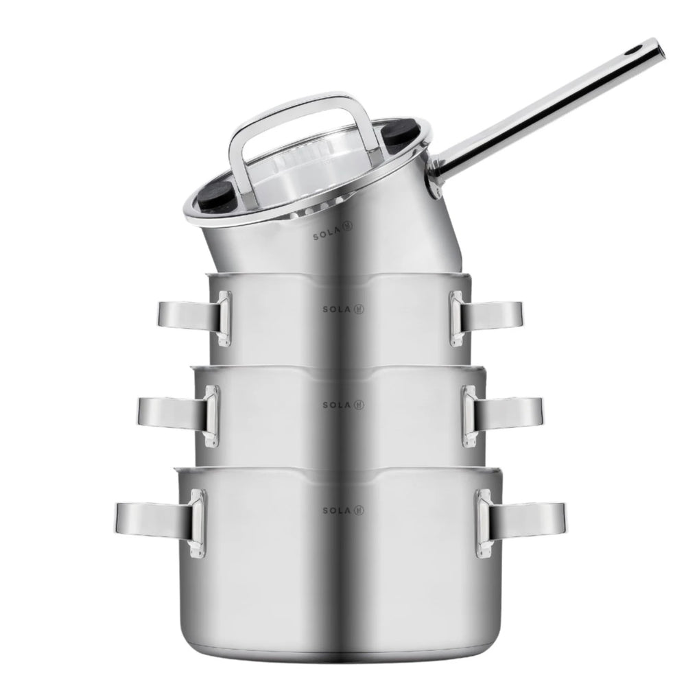 Ensemble de casseroles Sola - en inox - Juvia - Ø16/18/20 cm + Ø16 cm - 4 pièces
