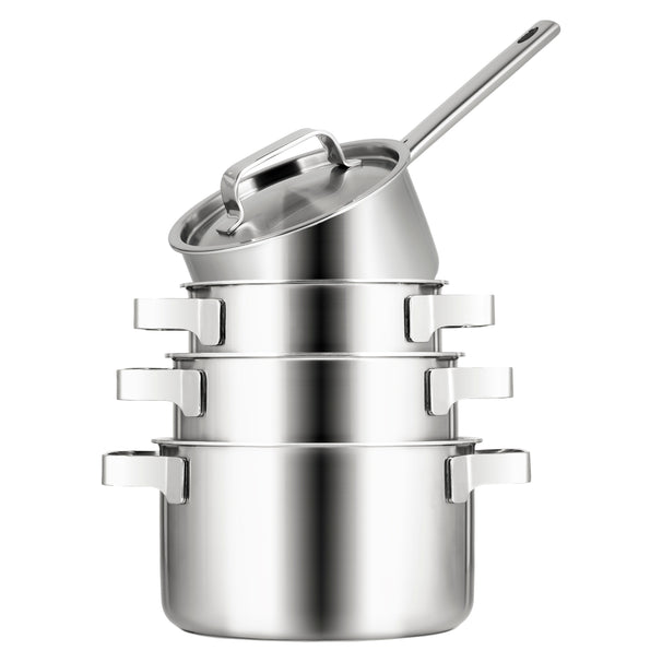 Batterie de cuisine Sola Ruby 4 pièces Premium Triply Inox - Casserole ø 16, 18, 20 cm & Casserole ø 16 cm - Induction compatible