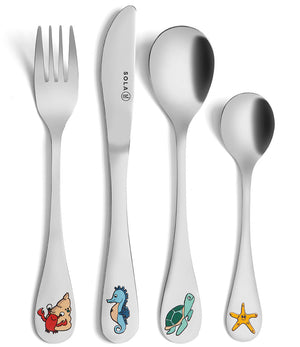 Set de couverts Sola - Couverts enfant - Animaux marins - 1 personne - 4 pièces