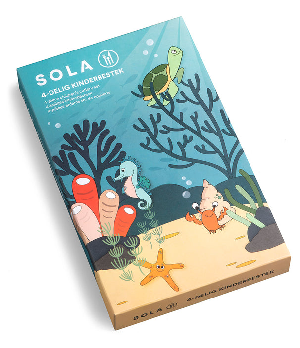 Set de couverts Sola - Couverts enfant - Animaux marins - 1 personne - 4 pièces