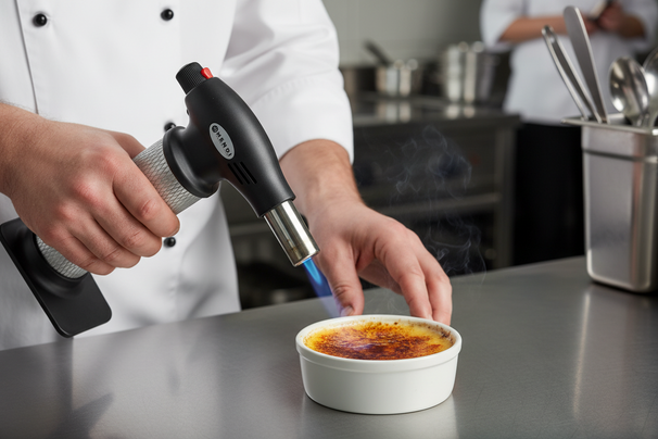 Brûleur à crème brûlée Hendi - Chalumeau de cuisine - en acier - 19 cm