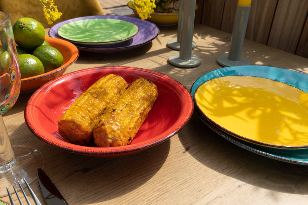 Service de vaisselle Studio Tavola Sunny Summer - 18 pièces / 6 personnes - 6 assiettes à déjeuner, 6 assiettes creuses et 6 assiettes plates
