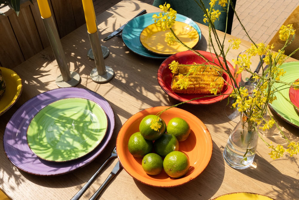 Service de vaisselle Studio Tavola Sunny Summer - 18 pièces / 6 personnes - 6 assiettes à déjeuner, 6 assiettes creuses et 6 assiettes plates