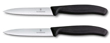 Ensemble de couteaux d'office Victorinox Swiss Classic noir - 10 cm - 2 pièces - Couteau cranté & lisse