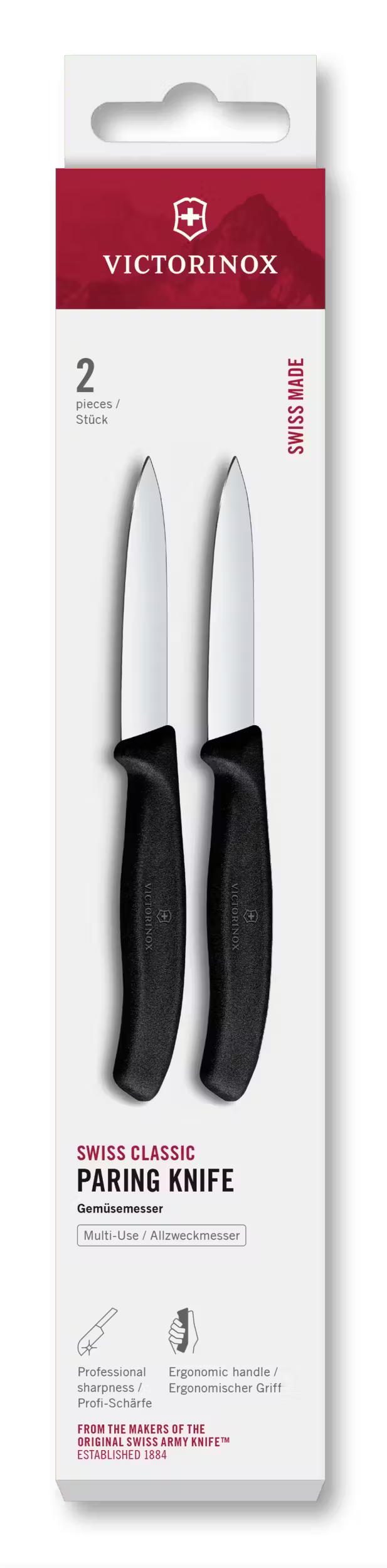 Couteau d'Office Victorinox Swiss Classic Noir - 8 cm - 2 pièces