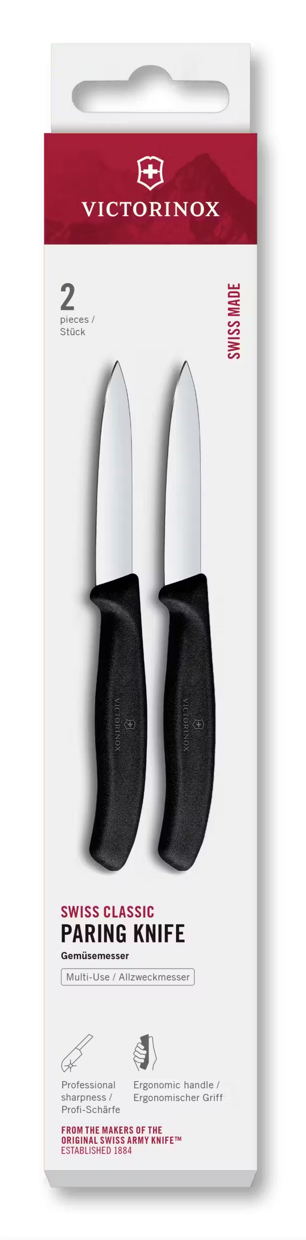 Couteau d'Office Victorinox Swiss Classic Noir - 8 cm - 2 pièces