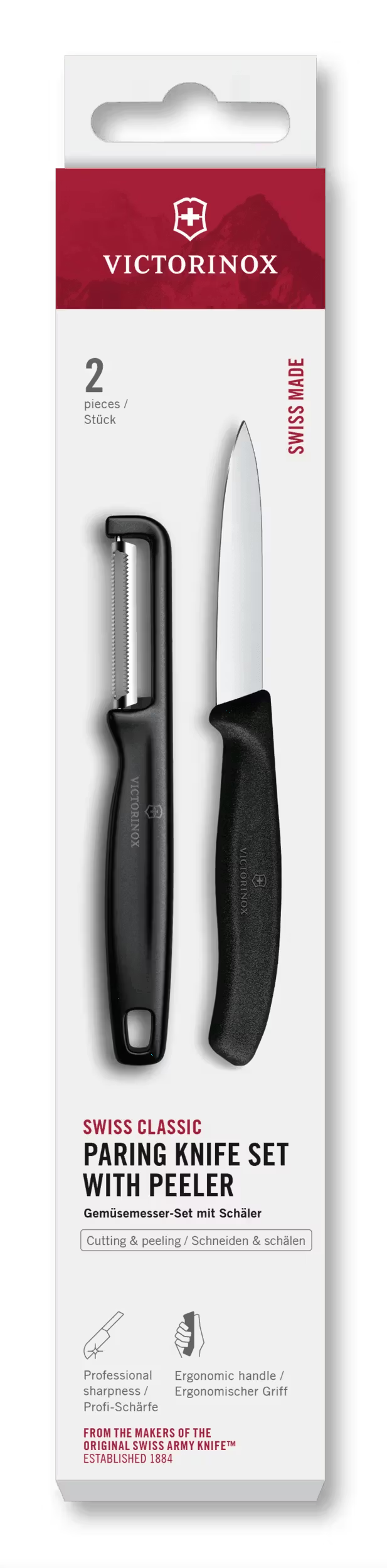 Ensemble de couteaux éplucheur Victorinox Swiss Classic Noir 2 pièces - Couteau d'Office & Éplucheur droit