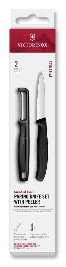 Ensemble de couteaux éplucheur Victorinox Swiss Classic Noir 2 pièces - Couteau d'Office & Éplucheur droit