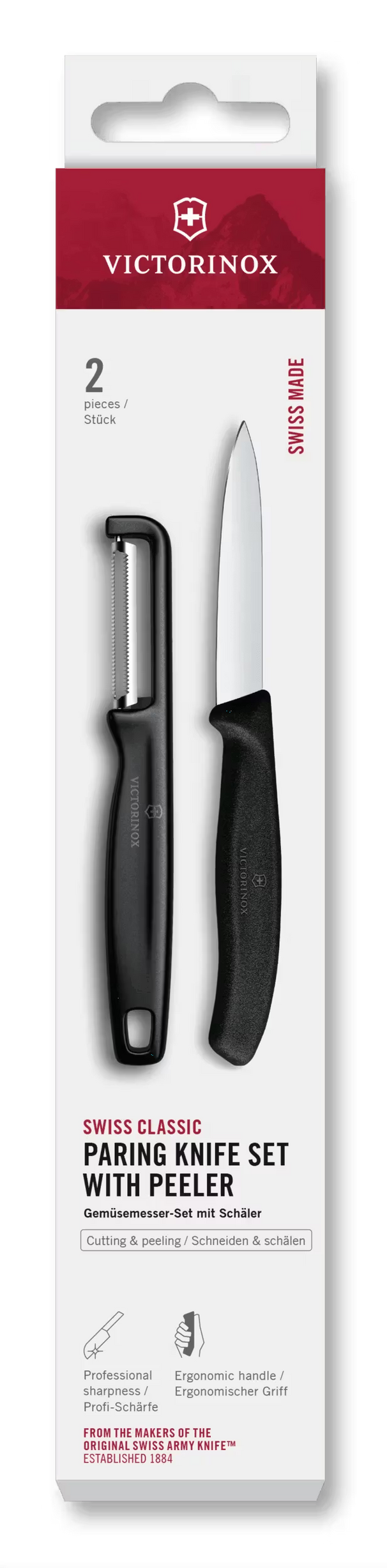 Ensemble de couteaux éplucheur Victorinox Swiss Classic Noir 2 pièces - Couteau d'Office & Éplucheur droit