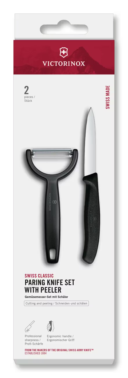 Ensemble de couteaux éplucheur Victorinox Swiss Classic Noir 2 pièces - Couteau d'Office & Éplucheur Y