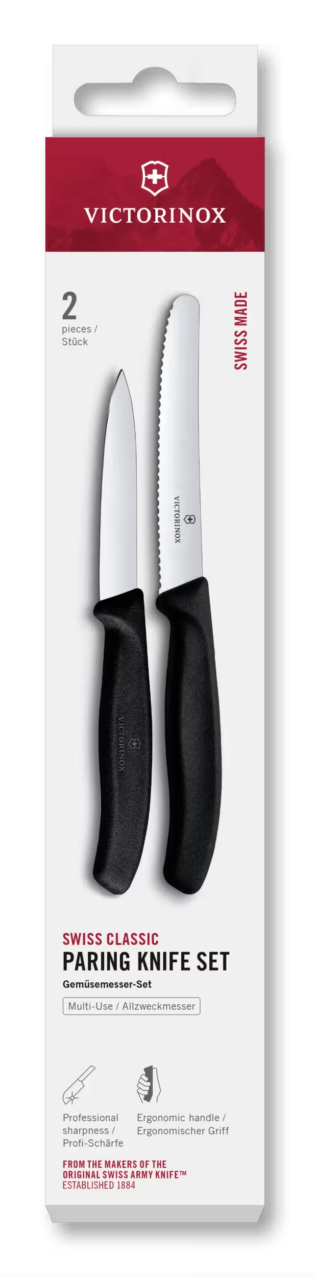 Ensemble de couteaux d'office Victorinox Swiss Classic Noir 2 pièces - Couteau à tomates & couteau éplucheur