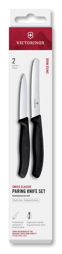 Ensemble de couteaux d'office Victorinox Swiss Classic Noir 2 pièces - Couteau à tomates & couteau éplucheur