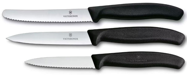 Ensemble de couteaux d'office Victorinox Swiss Classic Noir 3 pièces - Couteau à tomates, Couteau d'office & Couteau éplucheur