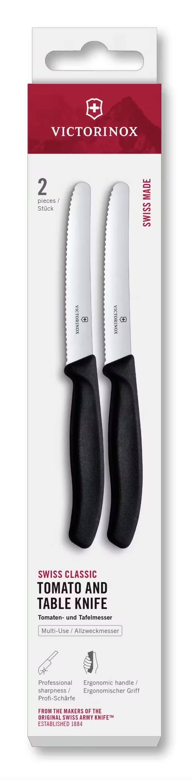 Couteaux à tomates Victorinox Swiss Classic Crantés Noir - 11 cm - 2 pièces
