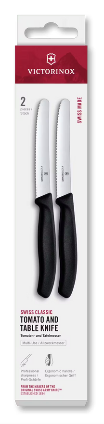 Couteaux à tomates Victorinox Swiss Classic Crantés Noir - 11 cm - 2 pièces