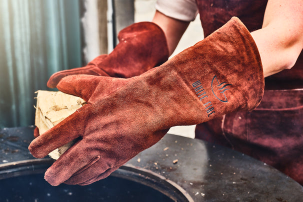 Set de Gants de Barbecue & Four White Fire en Cuir - Marron - 2 pièces