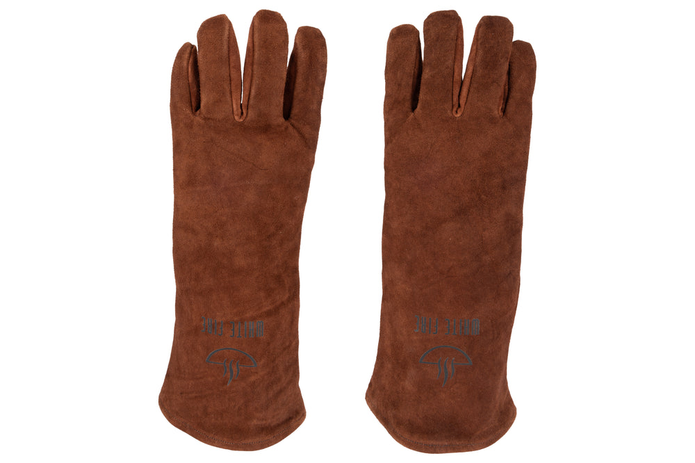 Ensemble Tablier & Gants de Barbecue White Fire en Cuir - Marron - 3 Pièces