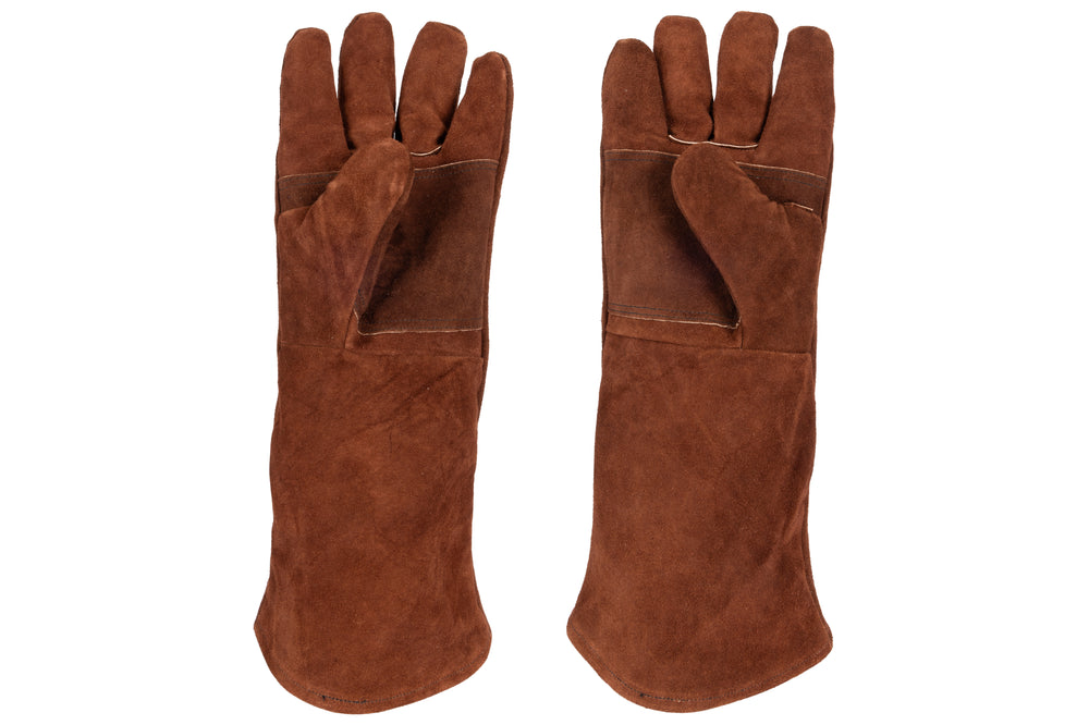 Ensemble Tablier & Gants de Barbecue White Fire en Cuir - Marron - 3 Pièces