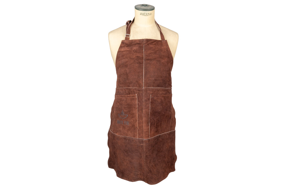 Ensemble Tablier & Gants de Barbecue White Fire en Cuir - Marron - 3 Pièces