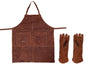 Ensemble Tablier & Gants de Barbecue White Fire en Cuir - Marron - 3 Pièces