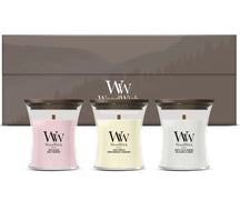 Coffret Cadeau Bougies Parfumées Mini WoodWick Blooming Trio - 3 Pièces - Bougie Parfumée en Verre - Mèche en Bois