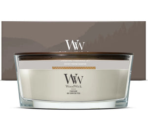 Coffret Cadeau Bougie Parfumée Ellipse WoodWick Fireside - Bougie en Verre - Mèche en Bois