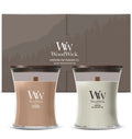 Coffret Cadeau Bougies Parfumées Medium WoodWick Fireside & Cashmere - 2 Pièces - Bougie Parfumée en Verre - Mèche en Bois