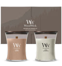 Coffret Cadeau Bougies Parfumées Medium WoodWick Fireside & Cashmere - 2 Pièces - Bougie Parfumée en Verre - Mèche en Bois