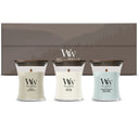 Coffret Cadeau Bougies Parfumées Mini WoodWick Woodland Trio - 3 Pièces - Bougie Parfumée en Verre - Mèche en Bois